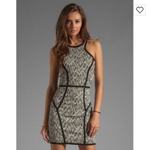 Parker NWOT White Palms Piped Bodycon dress